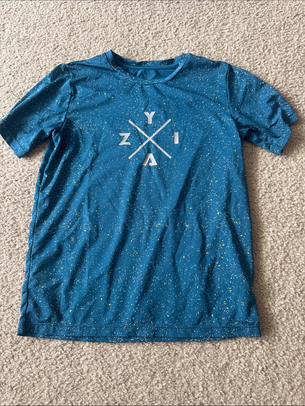 ZYIA Teal Short Sleeve Speckled Performance Tee